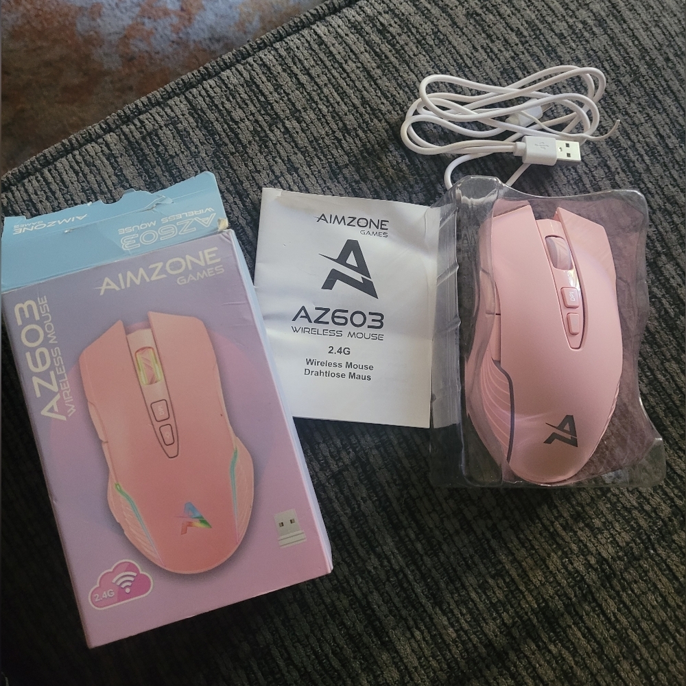 AIMZONE Wireless Gaming Mouse-AZ603- (Pink With LED Lights)